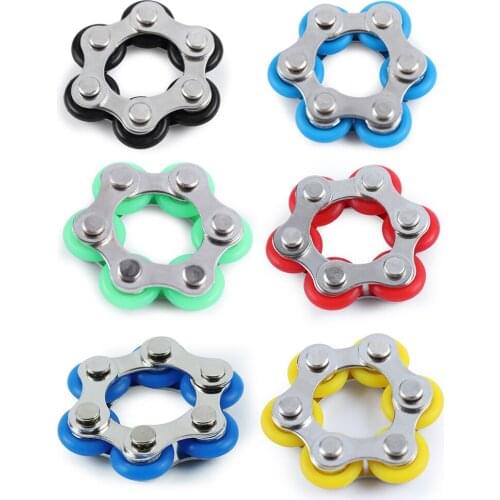 6 Knots Bicycle Chain Buckle Fidget Toy Stress Reliever Anxiety Relief Vent Decompression for Kids Adults Key Ring Finger Toys