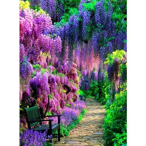 Full Diy Diamond Painting "Wisteria Flower Garden" 5D Cross Stitch Diamond Embroidery Home Decor Mosaic By Rhinestone Sale GT