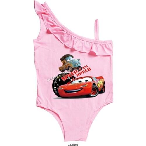 Girls Swimwear 1 -10 Years Car 95 Toddler Kids Swimsuit One Piece McQueen Girls Holiday Beachwear Children Printing Bathing Suit