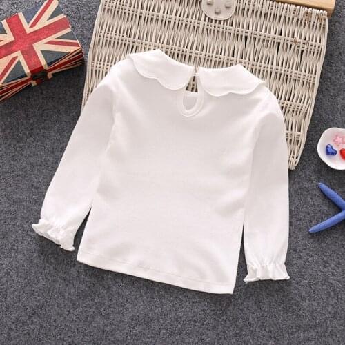 Newborn Baby T Shirt for Girls Peter Pan Collar Toddler Girl Shirts Kids Clothing Tops Long Sleeve Shirt Gilr Clothes 9M-5T Tees