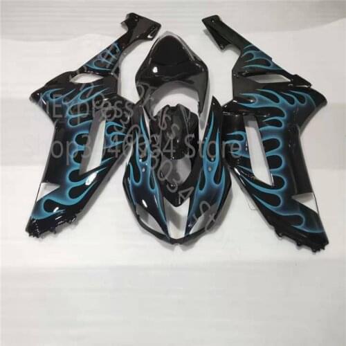 Hot Sales ZX 6R 636 For KAWASAKI NINJA ZX6R 07-08 black blue flames ZX-6R 2007 2008 customized Fairings kit (Injection molding)