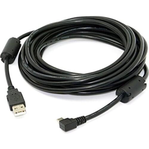 Mini USB B Type 5pin Male Right Angled 90 Degree to USB 2.0 Male Data Cable with EMI Ferrite Core 5 Meters
