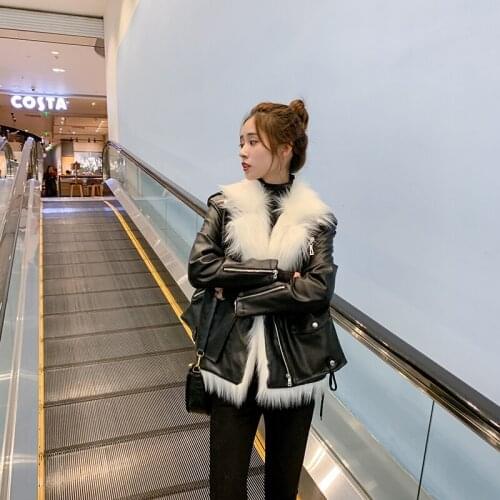 Leather Jacket Women Special Offer Zipper New Locomotive Loose Pu Leather Jacket And Fur Vest 2020 Autumn Winter Womens 2 Sets