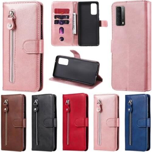 Case For Huawei Y7a Magnetic Leather fundas Bag P Smart 2021 Zipper Wallet Flip book case For Huawei P Smart 2021 Phone Cover