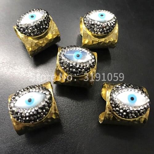 24K gold multi - faceted ring original natural shell blue eye exaggerated opening ring