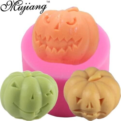 Mujiang Halloween Silicone Mold 3D Pumpkin Craft Art Soap Molds Resin Clay Candle Mould DIY Sugar Paste Chocolate Candy Moulds