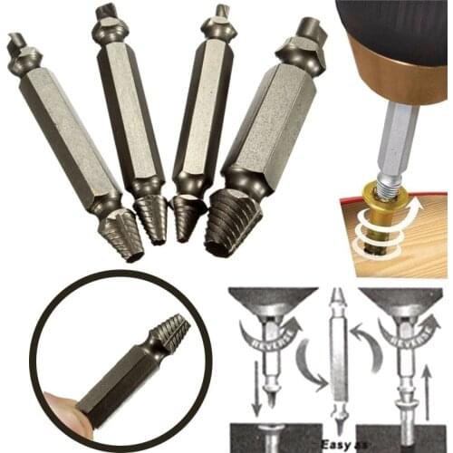 High Quality 4Pcs Carpentry Screw Extractor Drill Bits Easy Out Guide Set Remove Broken Bolt Set Hand Tool 1# 2# 3# 4