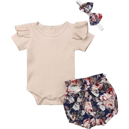 2020 New Fashion Adorable Newborn Baby Girls Tops Romper Bodysuit Briefs Shorts Outfits Clothes