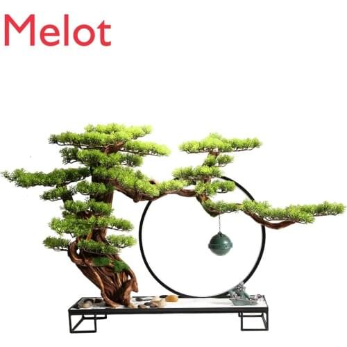 New Chinese Style Welcome Pine Decoration Home Housewarming Decoration Gift Soft Decoration Simulation Green Plant Zen Bonsai