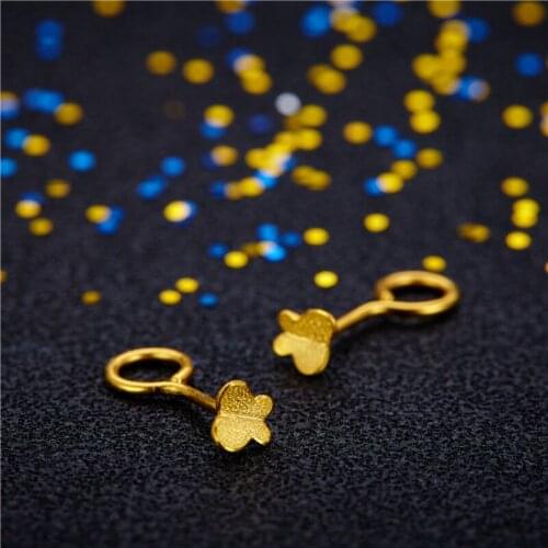 Solid 24K Yellow Gold Earrings 999 Gold Butterfly Stud Earrings 1g