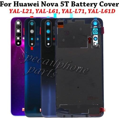 Original Back Glass Panel For Huawei Nova 5T Battery Cover Rear Housing Door Case For Huawei Nova 5T Back Battery Cover