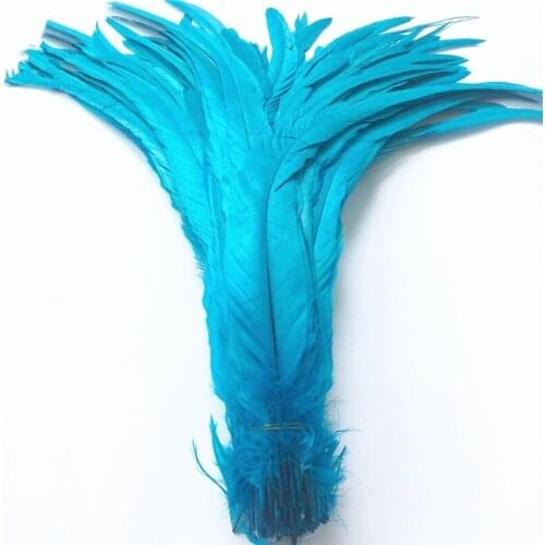 Wholesale 16-18 Inch 40-45CM Lake Blue Rooster Coque Tail Feather Cheap Feathers For Crafts wedding Decoration Pheasant plumes