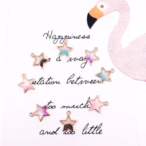 10pcs/lot pearl powder pentagram transparent star pendant 17*19mm alloy metal enamel pendant for jewelry XL610