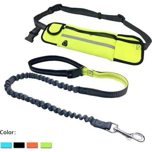 Pets Dog Leashes With bag Running Hands Free Reflective Full Function Portable Waist Bag Collar Rope Dogs Leash Rope