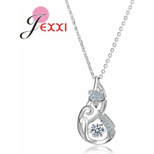 Simple Cute 925 Sterling Silver Fox Pendant Necklaces For Women Animal Pendant Choker Necklaces Party Accessories