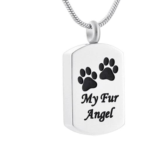Different Options Pet Memorial Jewery Dog Paw Print My Fur Angel Stainless Steel Cremation Urn Pendant Ashes Holder Keepsake