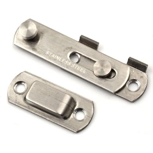 Silver Stainless Steel Door Latch Sliding Lock Barrel Bolt Latch Hasp Staple Gate Safety Lock ,4 x Screw 5pcs