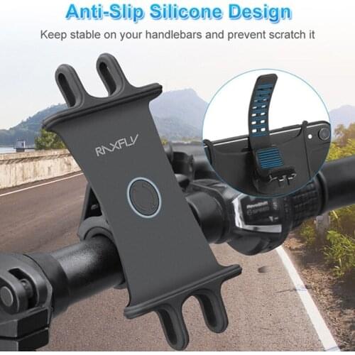 Bicycle Phone Silicone Mount Holder Universal Bike Handlebar Bracket 360Rotation