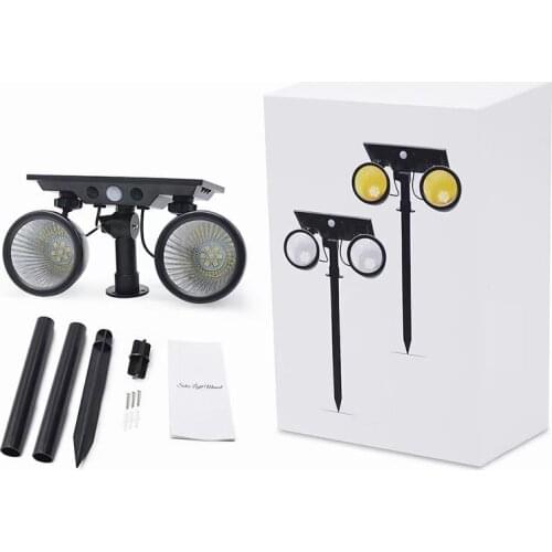 Solar Garden Light Spotlight Outdoor Waterproof LED Light Double 360° Wall Lights Ground Plug Light Garden Courtyard Lighting