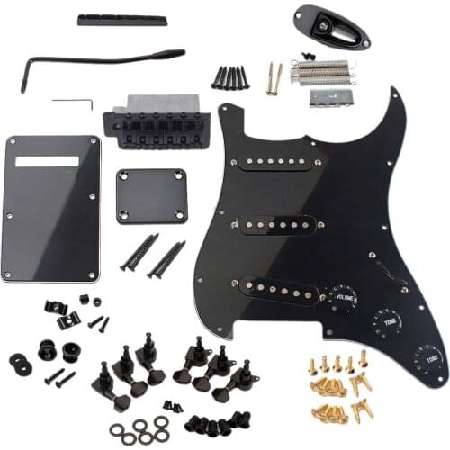 SSS Wired Pickup Pickguard With Back Plate Tuning Pegs Nut Screws Neck Plate Gasket Set For Electric Guitar