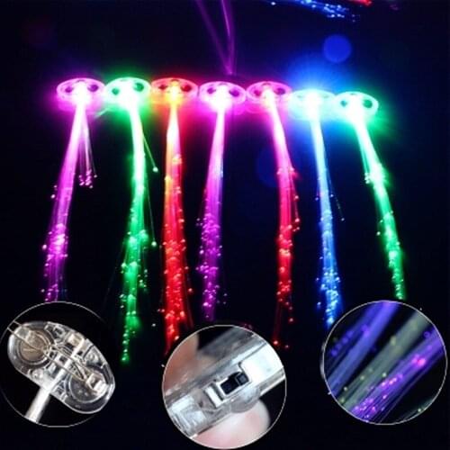 40cm LED Hair Light Emitting Braid Optical Fiber Pigtails Flashing Hair Christmas Tree Decoration Bar Dance Festival Supplies 6Z