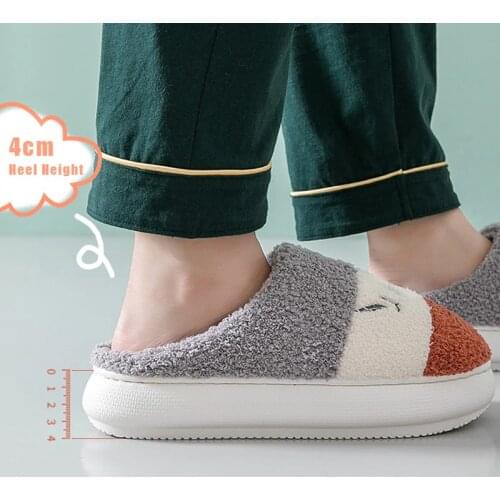 Fashion Women Fluffy Slippers High Heels Winter Warm Fur Shoes Ladies Men Cute Stripe Soft Sole Home Indoor Girls Footwear