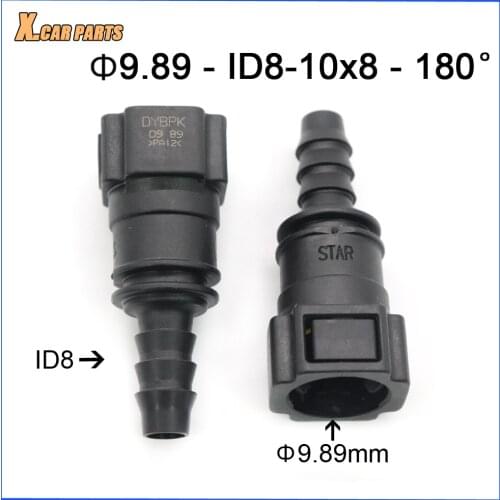 High Qulaity 2pcs Car Fuel Line Hose Pipe Quick Release Female Connector 9.89mm 9.89 ID8 10x8 180 Degree Auto Urea Connector