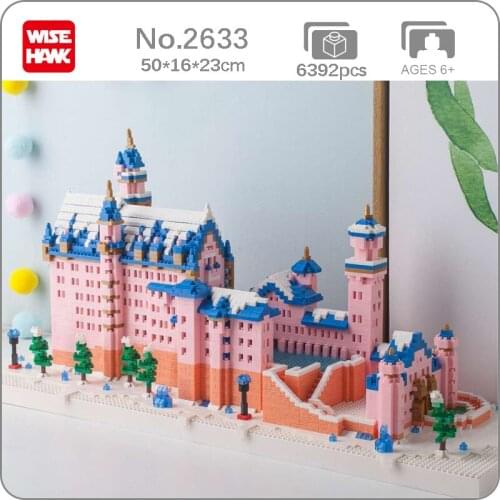 Weagle 2633 World Architecture Pink Swan Stone Castle 3D Model DIY Mini Diamond Blocks Bricks Building Toy for Children no Box