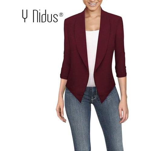 Y Nidus Womens White Blazer 2019 Summer Autumn Sheer Chiffon Casual Work Office Open Front Jacket Plus Size blazer femme 5XL