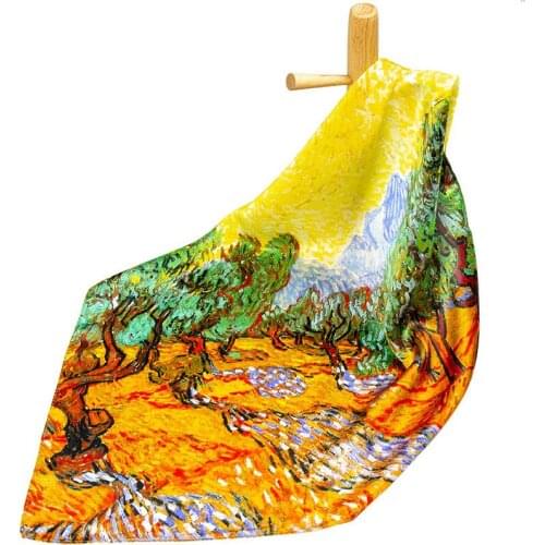 High-quality Pure Silk Scarf Women Bandana Female Hair Scarf Luxury Womens Natural Silk Square Headband Neck Scarf Olive Trees