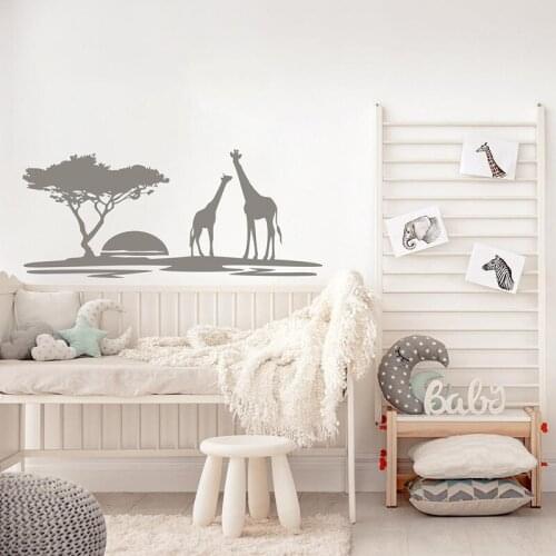 Giraffe Vinyl Sticker, Safari Nursery Animals Decor, Jungle Wall Decal, Nature Zoo African Art Room Decoration murals Z393