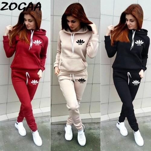 ZOGAA Long-sleeved top stretch waist pants suit autumn fashion print suit womens sportswear 2-piece suit