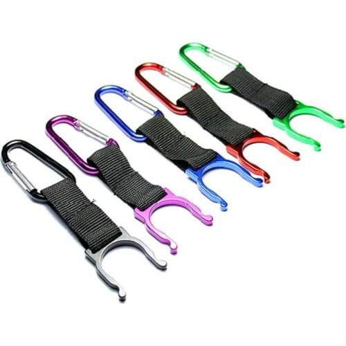 1pc Useful Outdoor Aluminum Carabiner Water Bottle Buckle Hook Holder Clip CampingTravel Bottle Holder Outdoor Tool random color