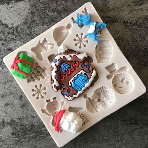 1pc Christmas Elk Deer Snowman Silicone mold fondant mold cake decorating tools chocolate gumpaste mold