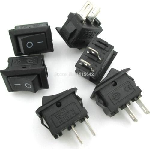 10PCS/LOT 10*15mm SPST 2PIN ON/OFF Boat Rocker Switch 3A/250V KCD1-101 Mini Black Red White Switch