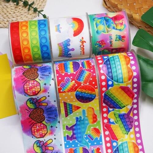 10 Yards 3inch 75mm Cartoon Printing Grosgrain Ribbon For Hair Bows DIY Crafts Handmade Accessories 57403