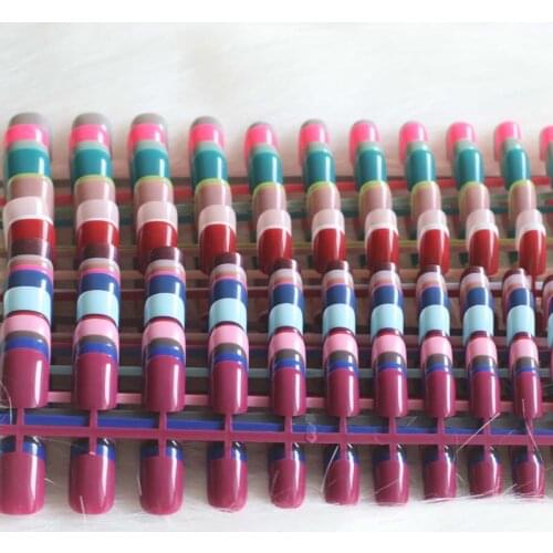 24pcs New sexy Popular models Candy colors false nails short round head