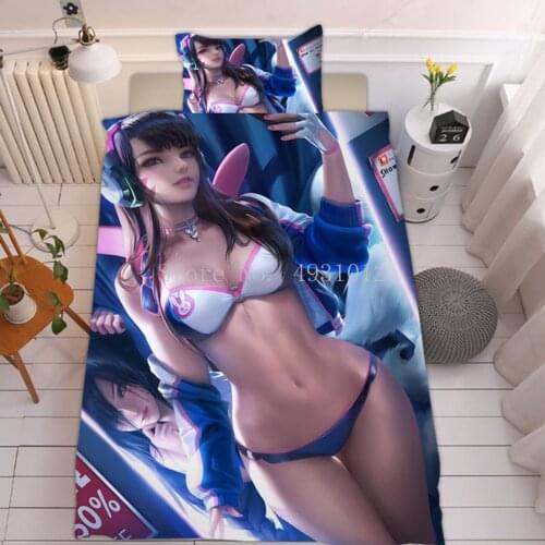3 Pieces Bikini Sexy Girls Japan Anime Bedding Set 3D Printed Duvet Cover For Bedroom Cover Set Home Textile Bed Quilt Cover