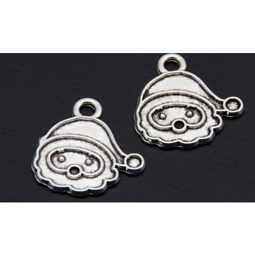30pcs Silver Color Lovely Santa Claus Charms Christmas Pendant Jewelry Making DIY Handmade Craft Accessories Supplies A3402
