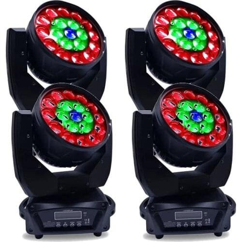 4pcs/lot Good Quality 19*15W RGBW 4in1 LED Moving Head Light Perfect Zoom Wash Moving Head DMX DJ Stage Disco Light