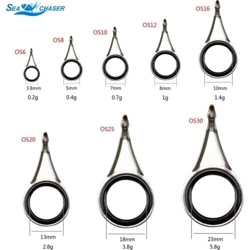 8pcs ring Mixed Size Stainless Steel Fishing Rod Guide Set Tip Strong Line Rings Fishing Rod Guide Tip Top Repair Fishing rod