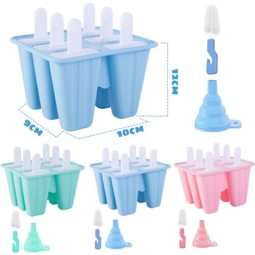 Behogar DIY Popsicle Ice Lolly Pops Moulds Ice Cream Bar Molds Maker with Funnel Cleaning Brush for Home Kitchen Supplies