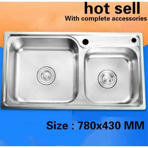 Free shipping kitchen sink 304 stainless steel normal double groove hot sell 78x43 CM