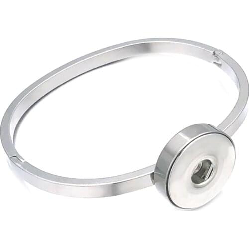 New Snap Jewelry Silver plated Stainless Steel Snap Button Bracelet Bangles Fit 18mm Snap Buttons Jewelry Snap Cuff Bracelet