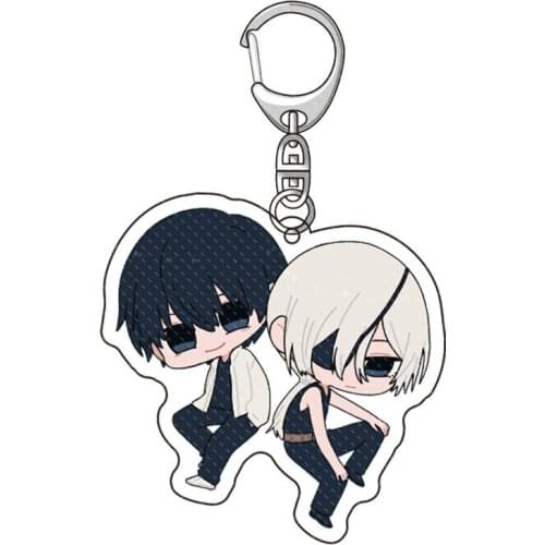 Cartoon Shaman King Theme Keychain Anime Figure Yoh Asakura Shape Acrylic Pendant Keyring Jewelry Cute Cosplay Accessory