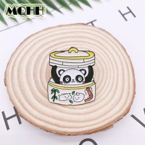Cartoon Animal Panda Bamboo Worm Smiley Enamel Brooch Alloy Badge Denim Clothes Bag Pin Cute Sweet Jewelry Accessories Gift