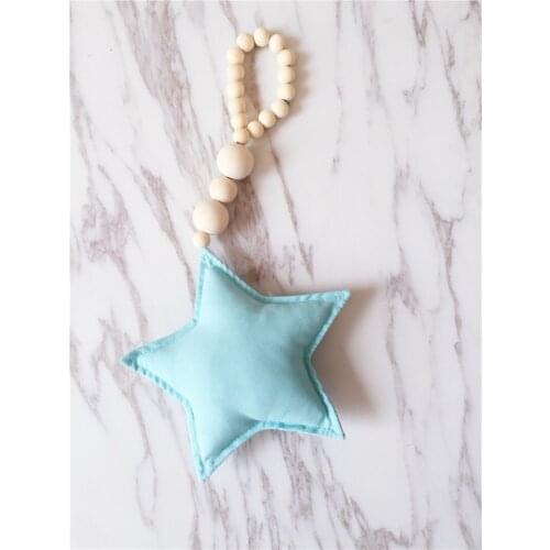C Nordic Wooden Beads with felt fabric Star pendant Ornament Kid Room Decoration Tent Wall Hanging Decor Photography Props
