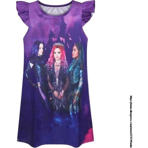 Disney Descendants NEW Designs Baby Girls Printing Milk Silk Nightgowns Children Short Sleeve Night Dress Kids Gowns Nightdress