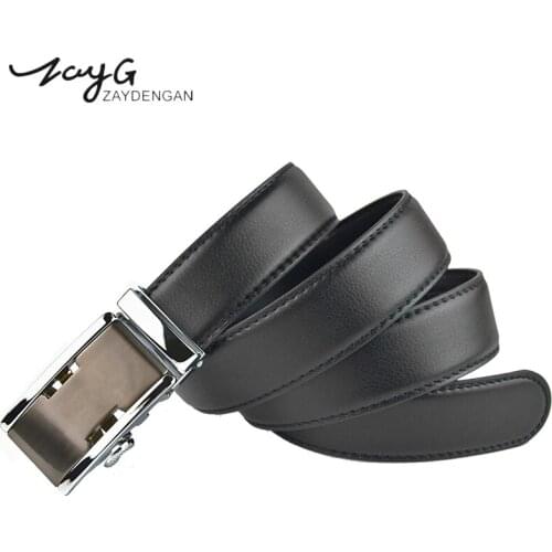 ZAYG Designer Men Fashion New Style Sliding Ratchet Alloy Automatic Buckle Belts For Men Casual Businessman Buckle Classic Belt