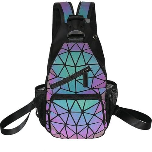 Geometric Sling Bag Holographic Luminous Backpacks Reflective Bag Luminesk Irredescent Casual Chest Bag